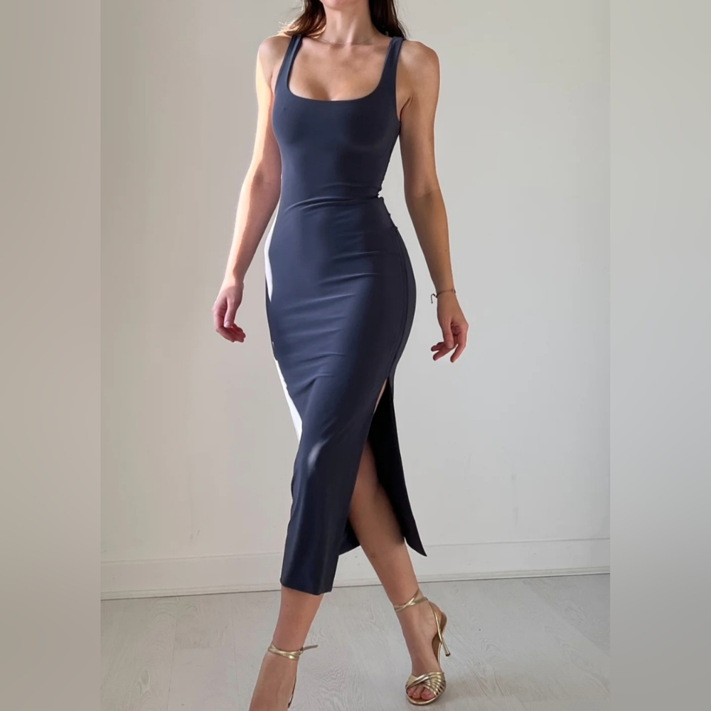 AYM Studio Paxton Maxi Dress, Navy, Size Medium